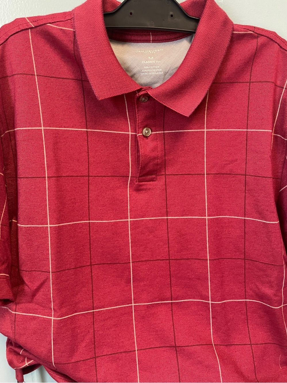Van Heusen Red Windowpane Polo